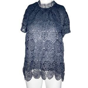 Beldini Black Crochet Knit Long Sleeve Blouse Size Large – Boho